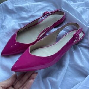 Marc Fisher Hot Pink Slingback Flats with buckle Strap